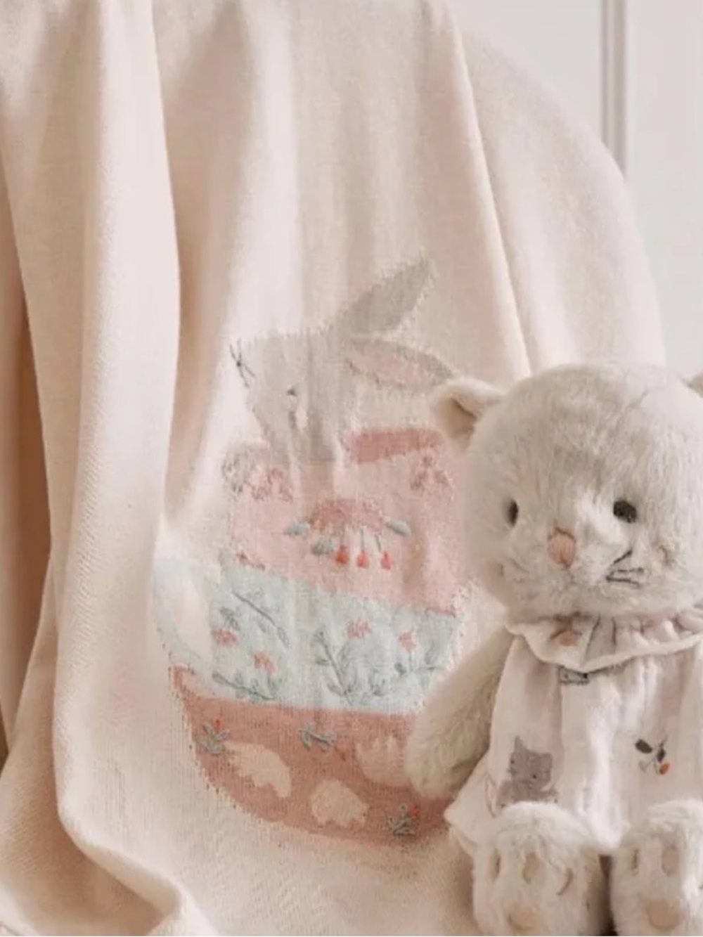 Elegant Baby Cotton Knit Blanket Tea Party
